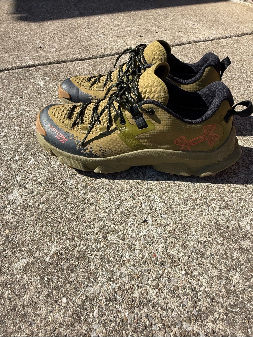 Under Armour Olive Green and Black Men's Trail Sneakers